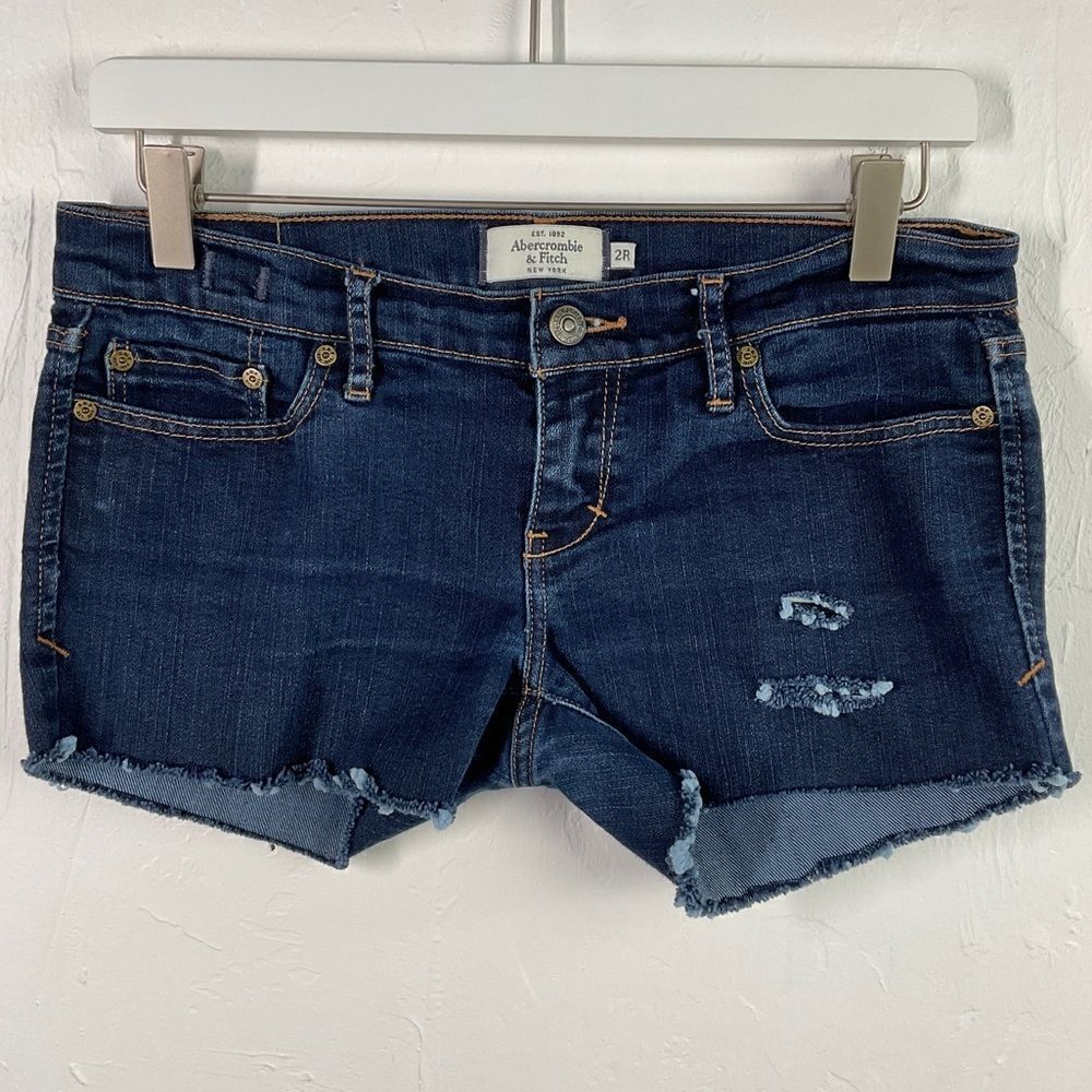 Abercrombie & Fitch Blue Dark Wash Custom Hem Shorts 2